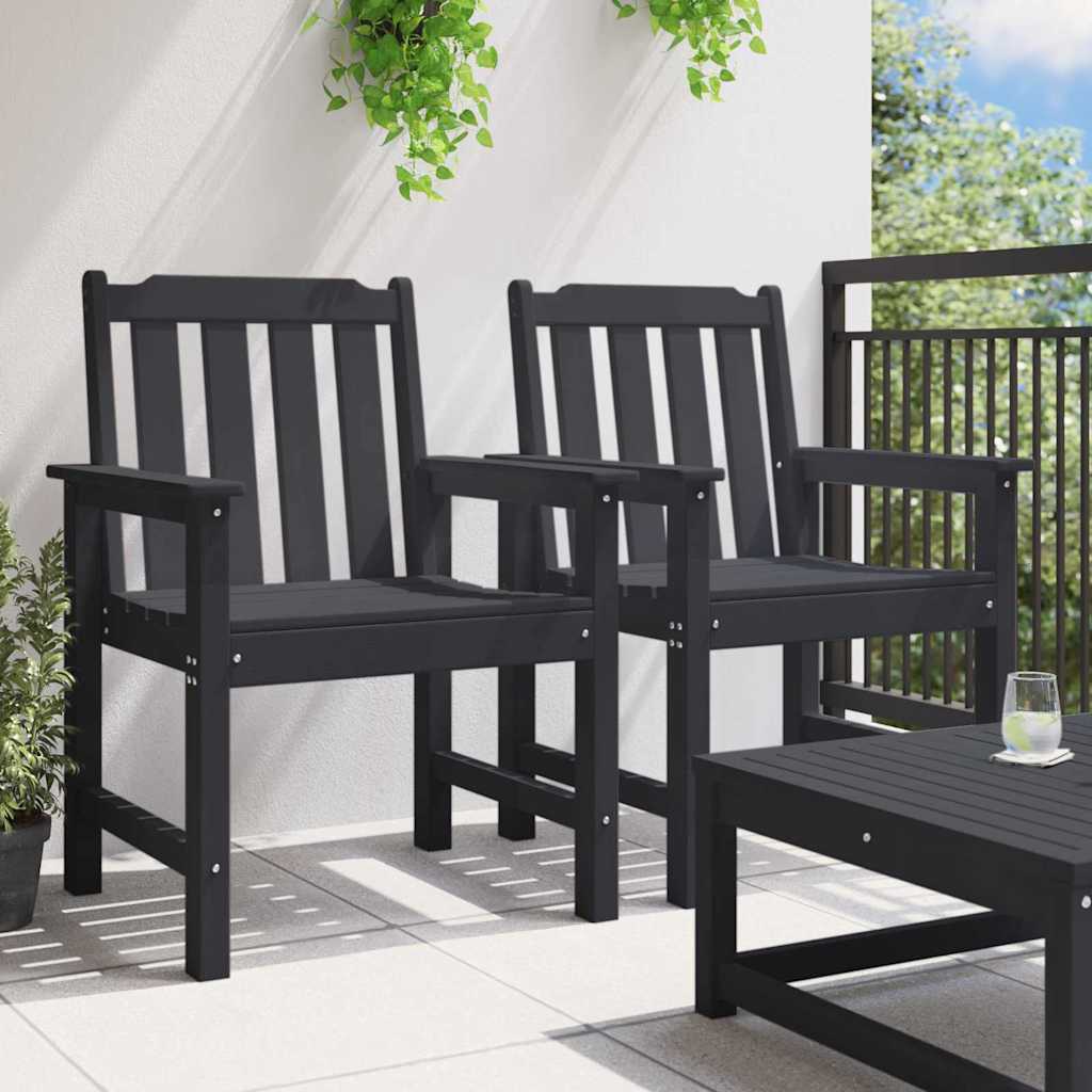 Garden Dining Chair 2 pcs Black 65.5 x 59 x 88 cm HDPE