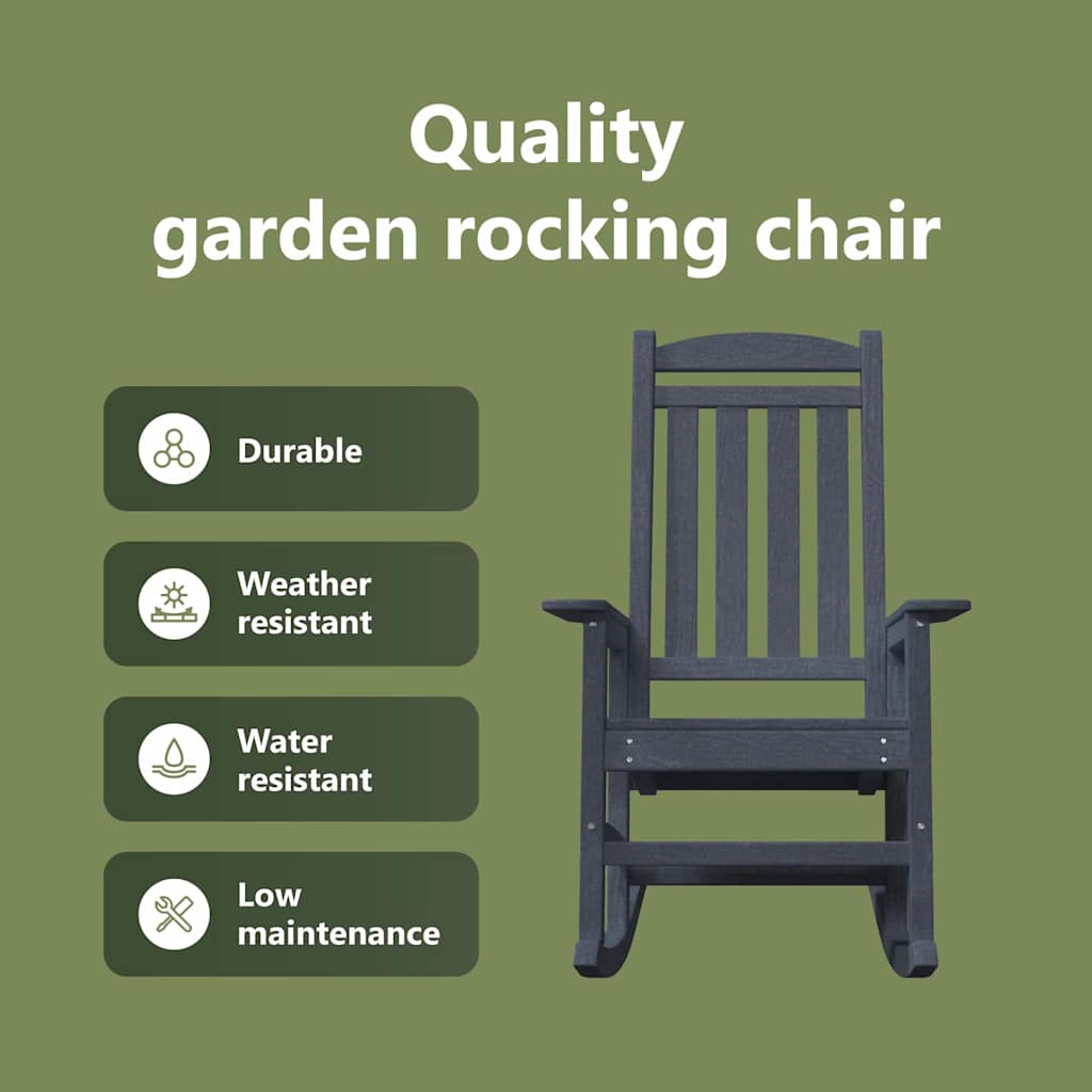 Garden Rocking Chair Navy Blue 92 x 70 x 108cm HDPE