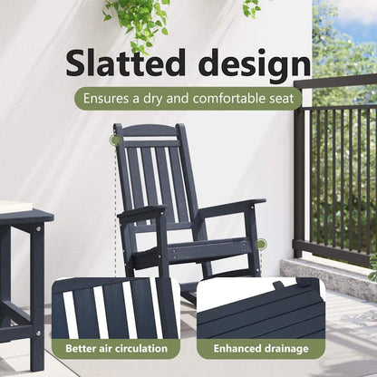 Garden Rocking Chair Navy Blue 92 x 70 x 108cm HDPE