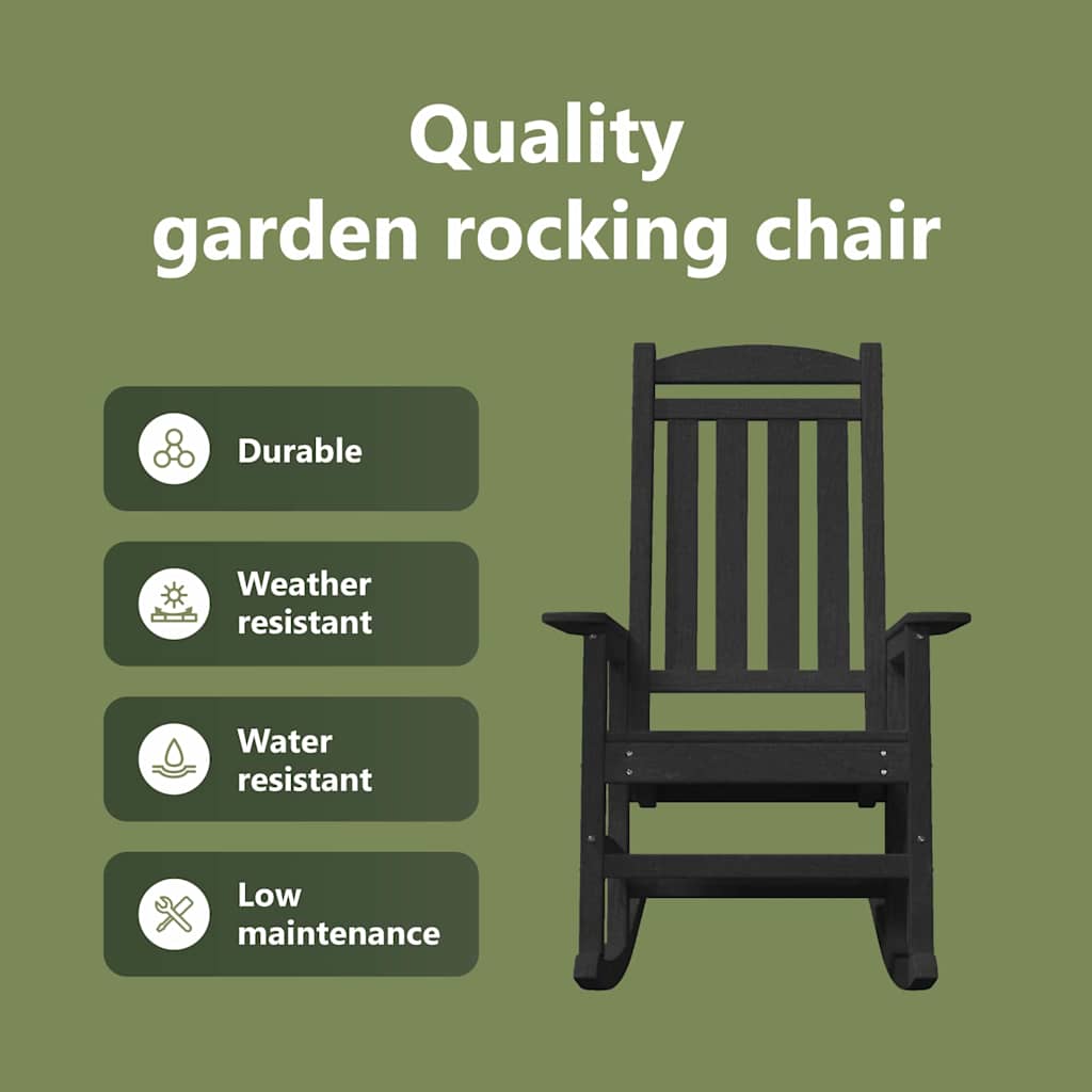 Garden Rocking Chair Black 92 x 70 x 108cm HDPE