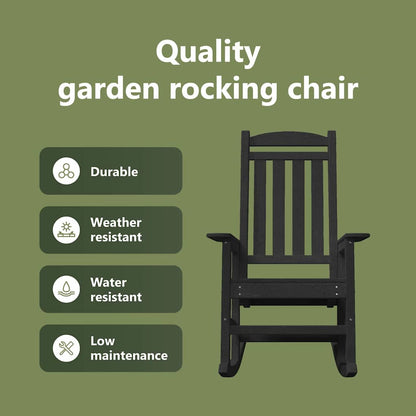 Garden Rocking Chair Black 92 x 70 x 108cm HDPE