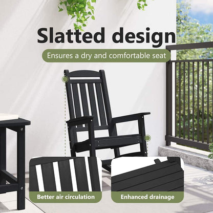 Garden Rocking Chair Black 92 x 70 x 108cm HDPE