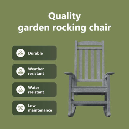 Garden Rocking Chair Light Grey 92 x 70 x 108cm HDPE