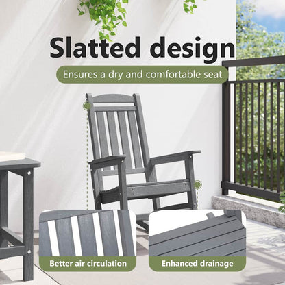 Garden Rocking Chair Light Grey 92 x 70 x 108cm HDPE