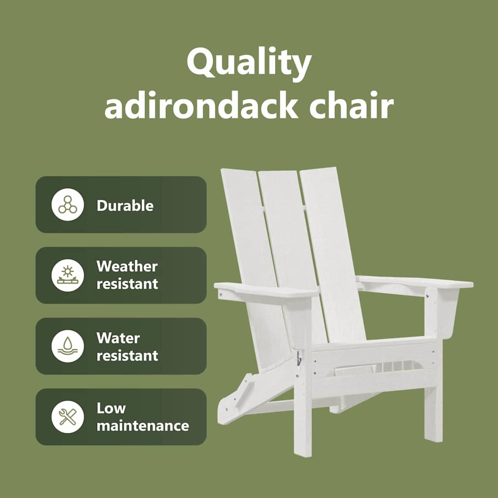 Folding Adirondack Chair White 80.5 x 74.5 x 92 cm HDPE