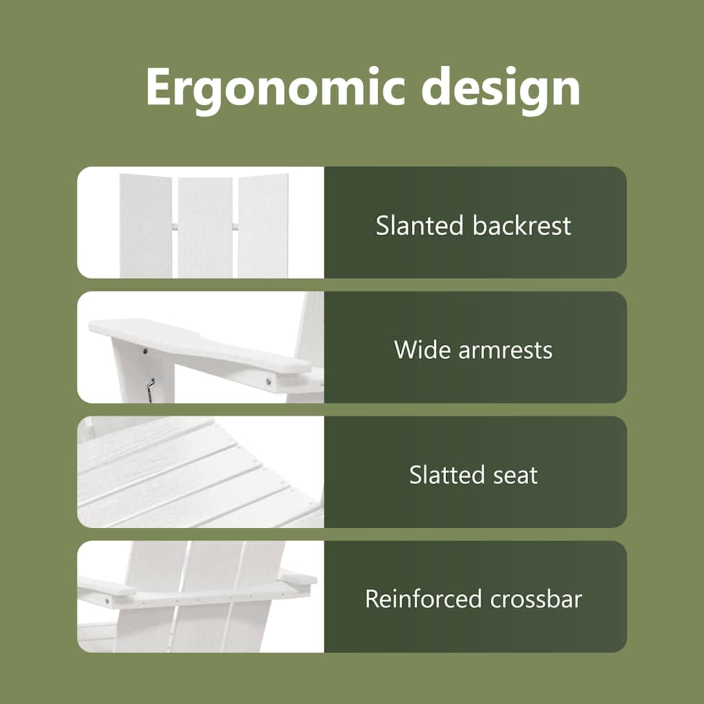 Folding Adirondack Chair White 80.5 x 74.5 x 92 cm HDPE
