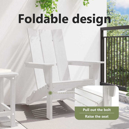 Folding Adirondack Chair White 80.5 x 74.5 x 92 cm HDPE