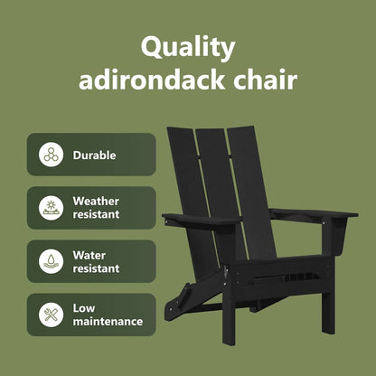 Folding Adirondack Chair Black 80.5 x 74.5 x 92 cm HDPE