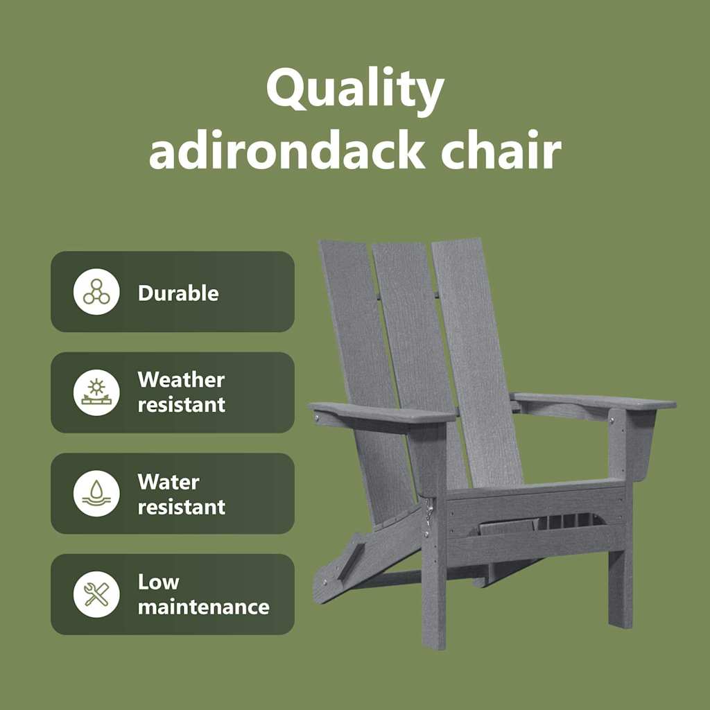 Folding Adirondack Chair Light Grey 80.5 x 74.5 x 92 cm HDPE