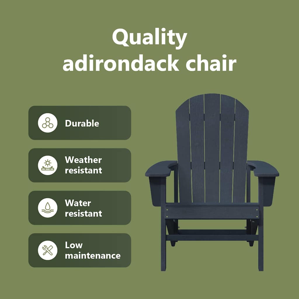 Adirondack Chair Navy Blue 82 x 74 x 92 cm HDPE