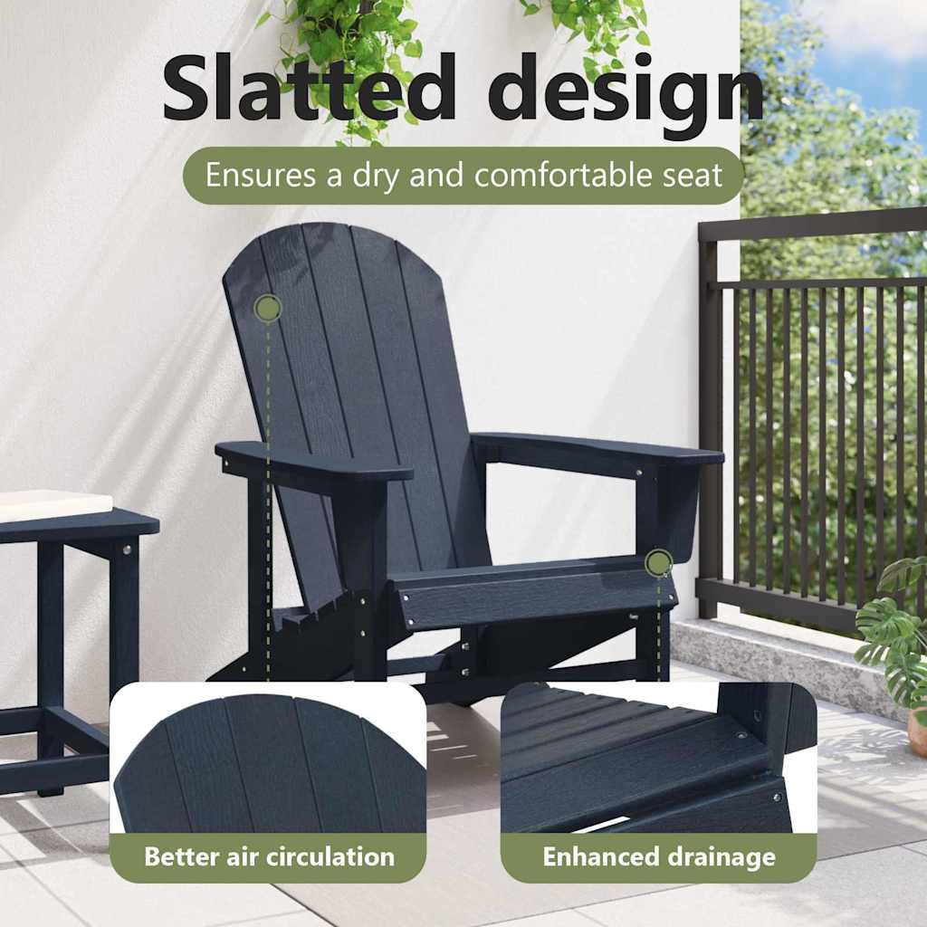 Adirondack Chair Navy Blue 82 x 74 x 92 cm HDPE