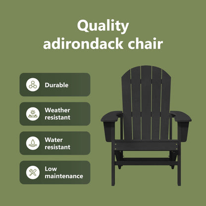 Adirondack Chair Black 82 x 74 x 92 cm HDPE