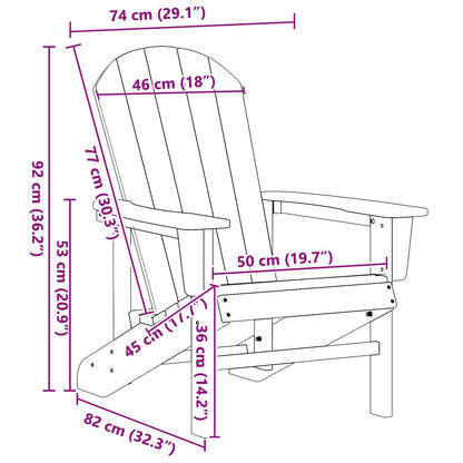 Adirondack Chair Black 82 x 74 x 92 cm HDPE
