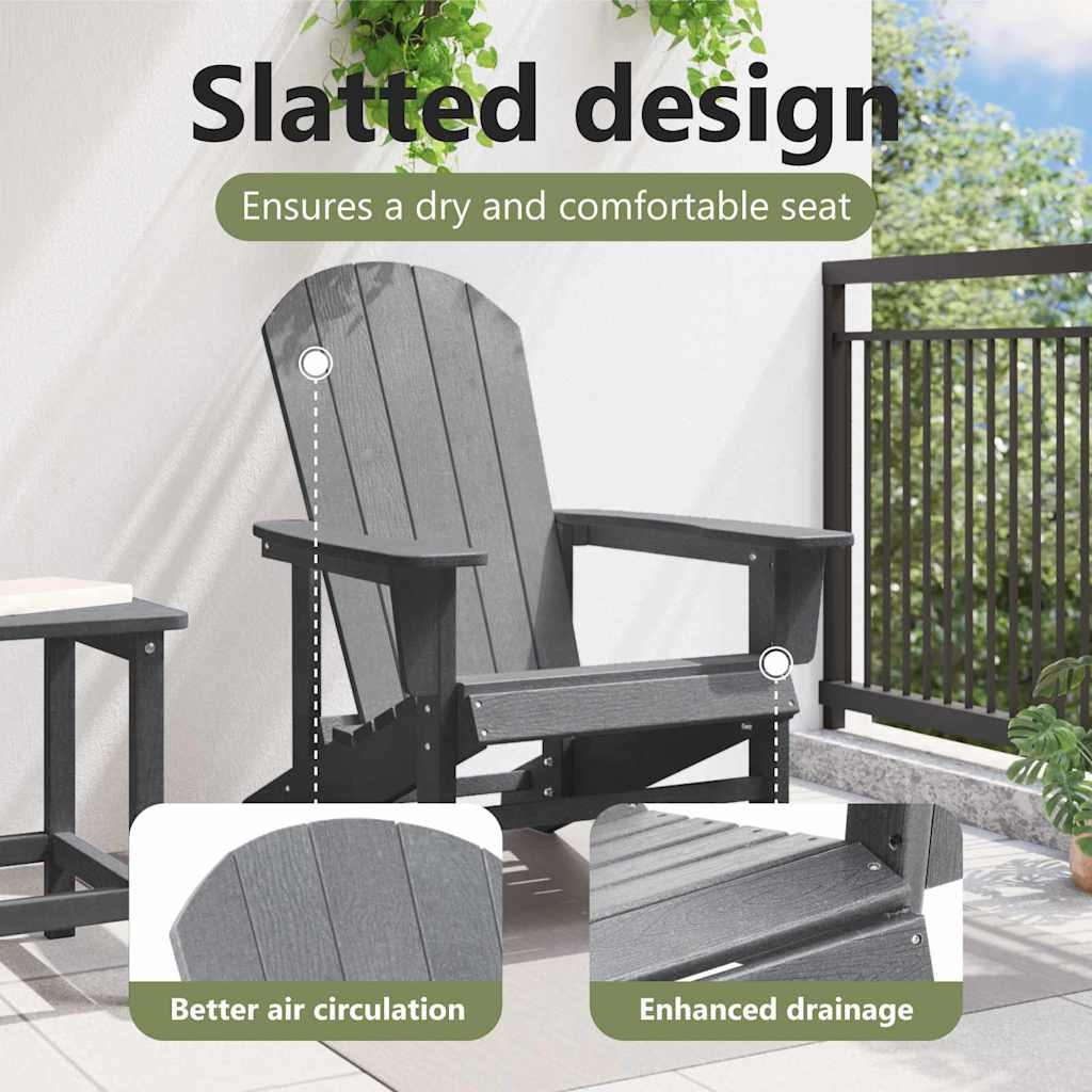 Adirondack Chair Light Grey 82 x 74 x 92 cm HDPE