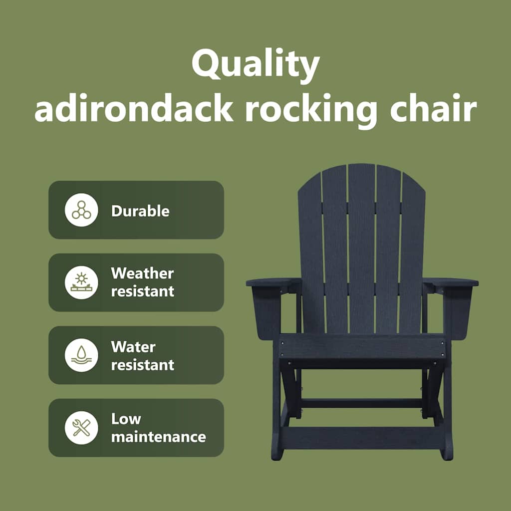 Adirondack Rocking Chair Navy Blue 92 x 73.5 x 92 cm HDPE