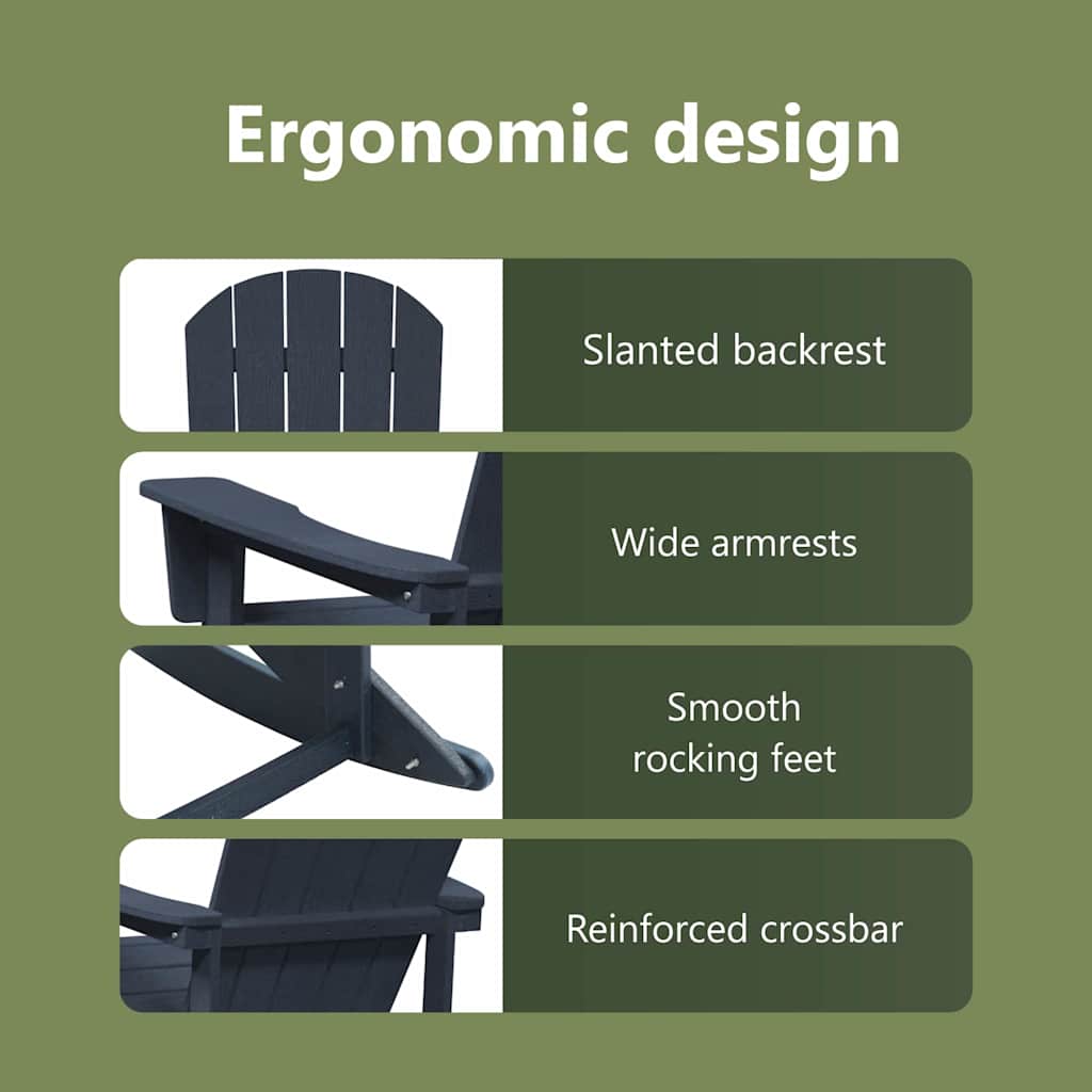 Adirondack Rocking Chair Navy Blue 92 x 73.5 x 92 cm HDPE