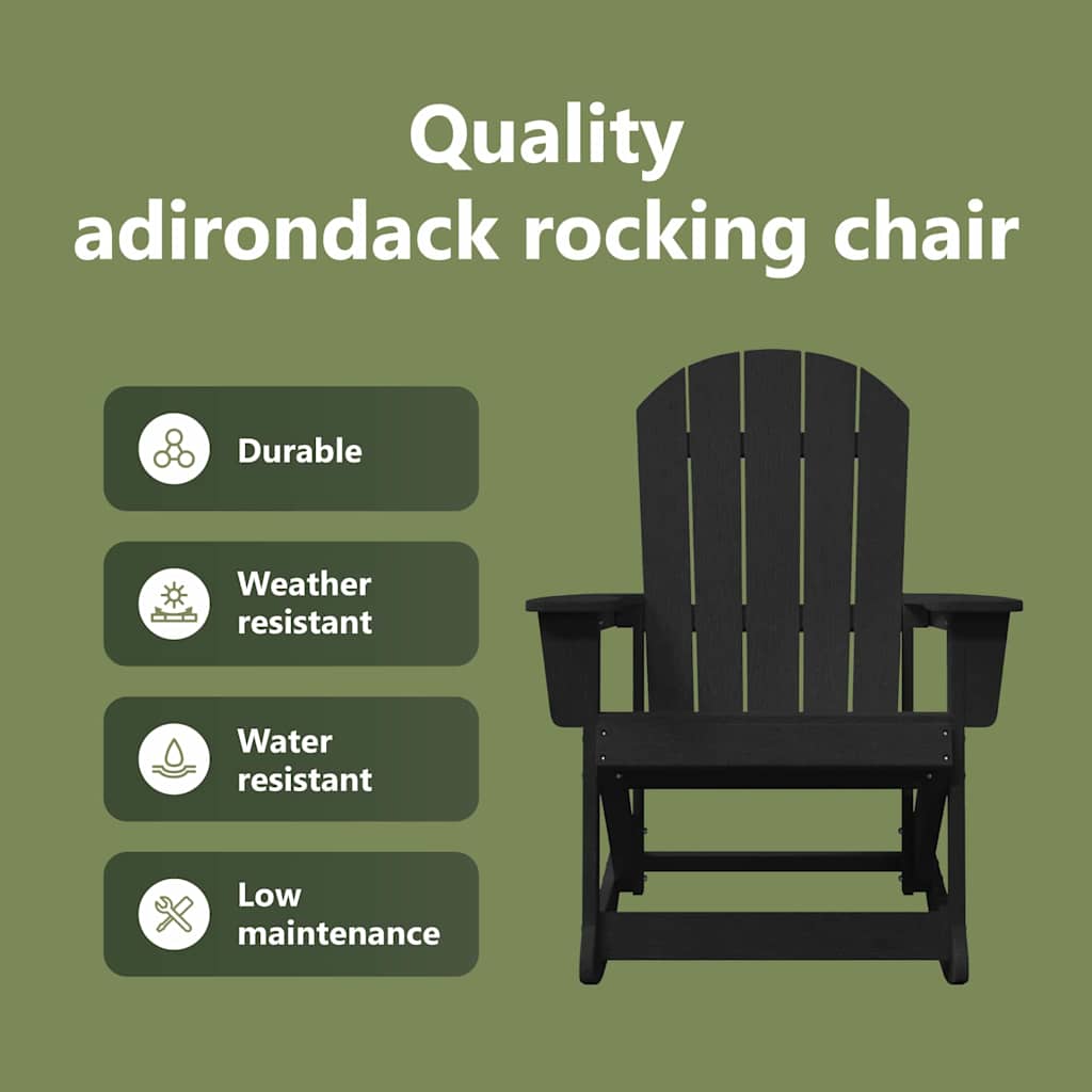 Adirondack Rocking Chair Black 92 x 73.5 x 92 cm HDPE