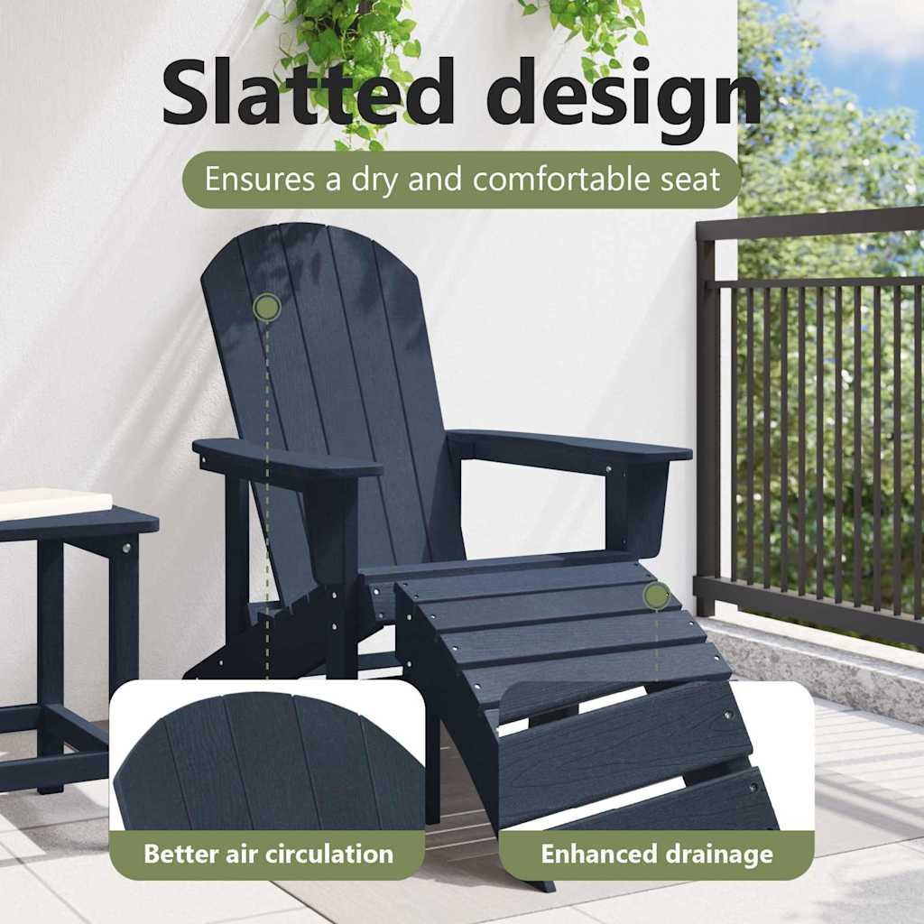Adirondack Chair Navy Blue 82 x 74 x 92 cm HDPE