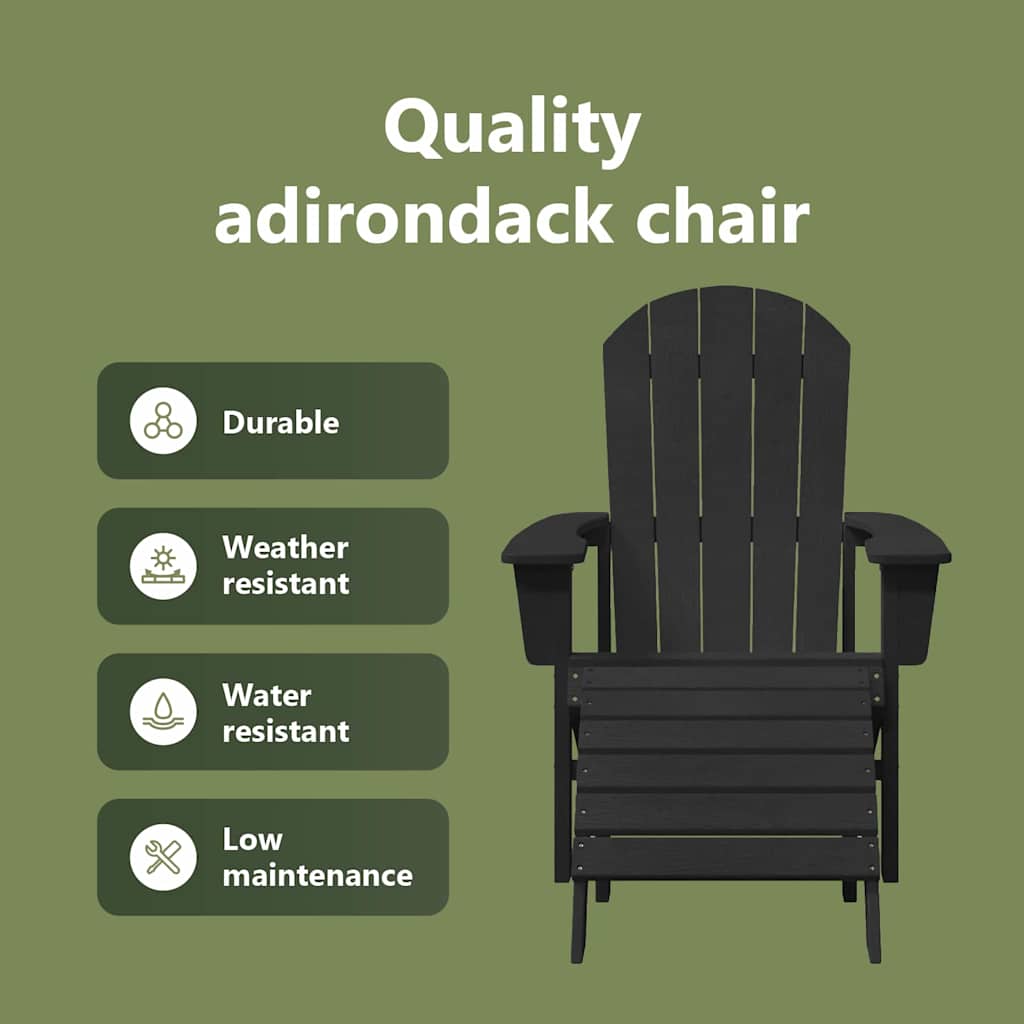 Adirondack Chair Black 82 x 74 x 92 cm HDPE