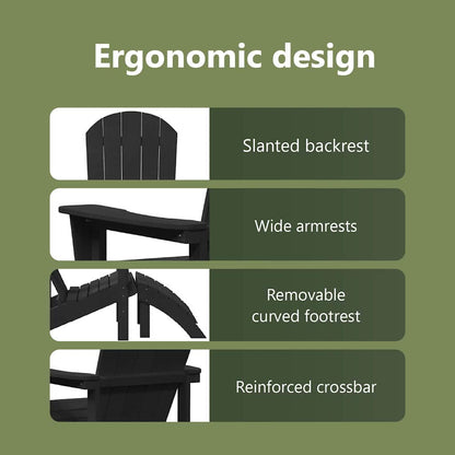 Adirondack Chair Black 82 x 74 x 92 cm HDPE