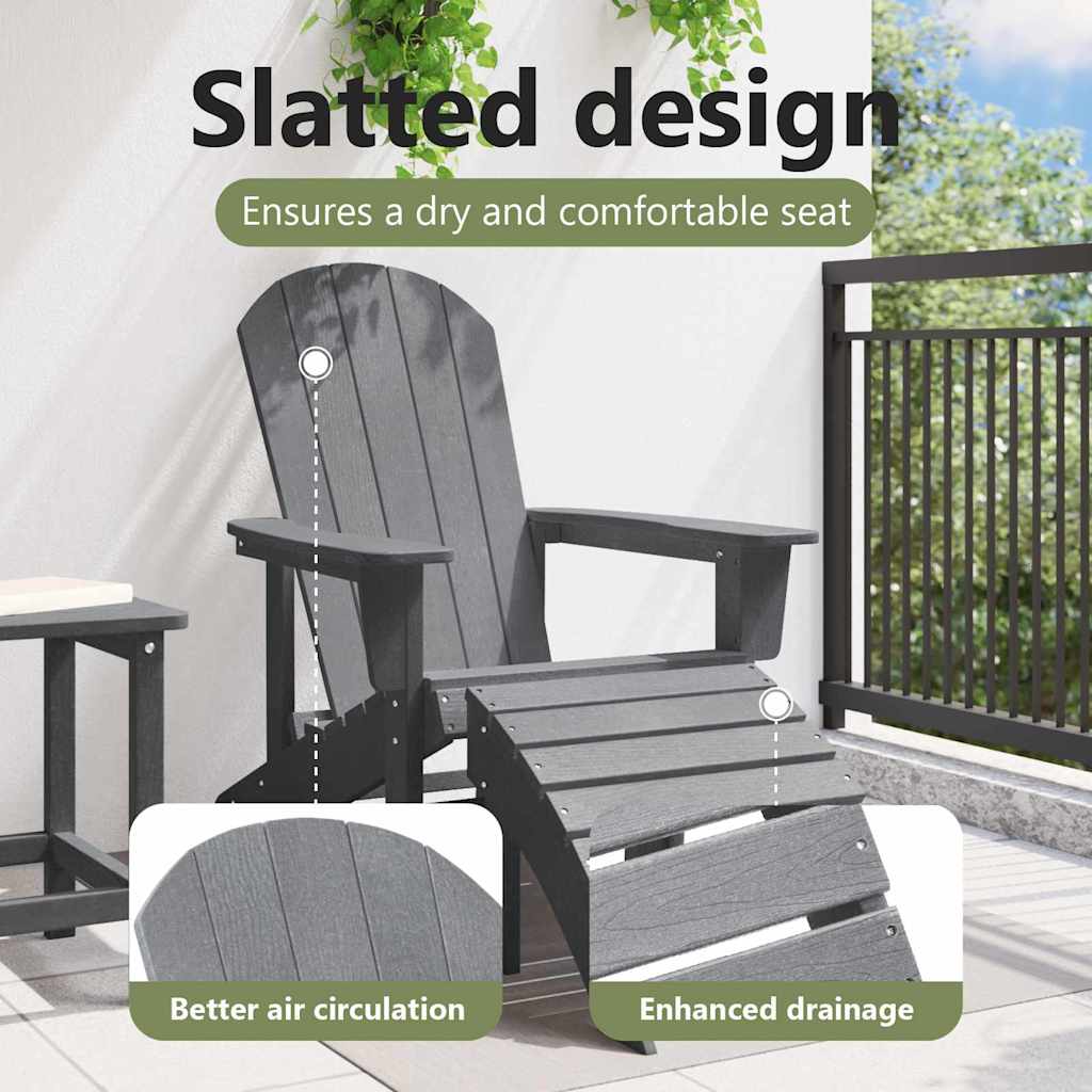 Adirondack Chair Light Grey 82 x 74 x 92 cm HDPE