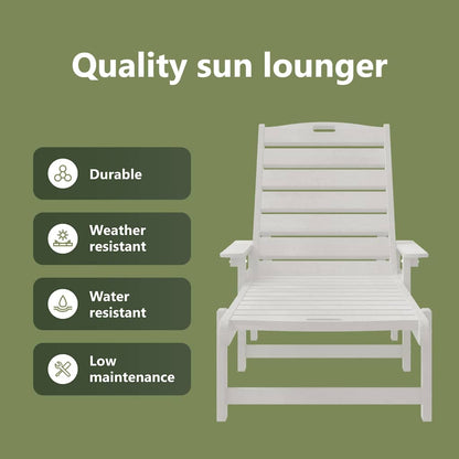 Sun Lounger White 195.5 x 53 x 98.5 cm HDPE
