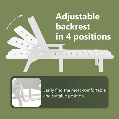 Sun Lounger White 195.5 x 53 x 98.5 cm HDPE