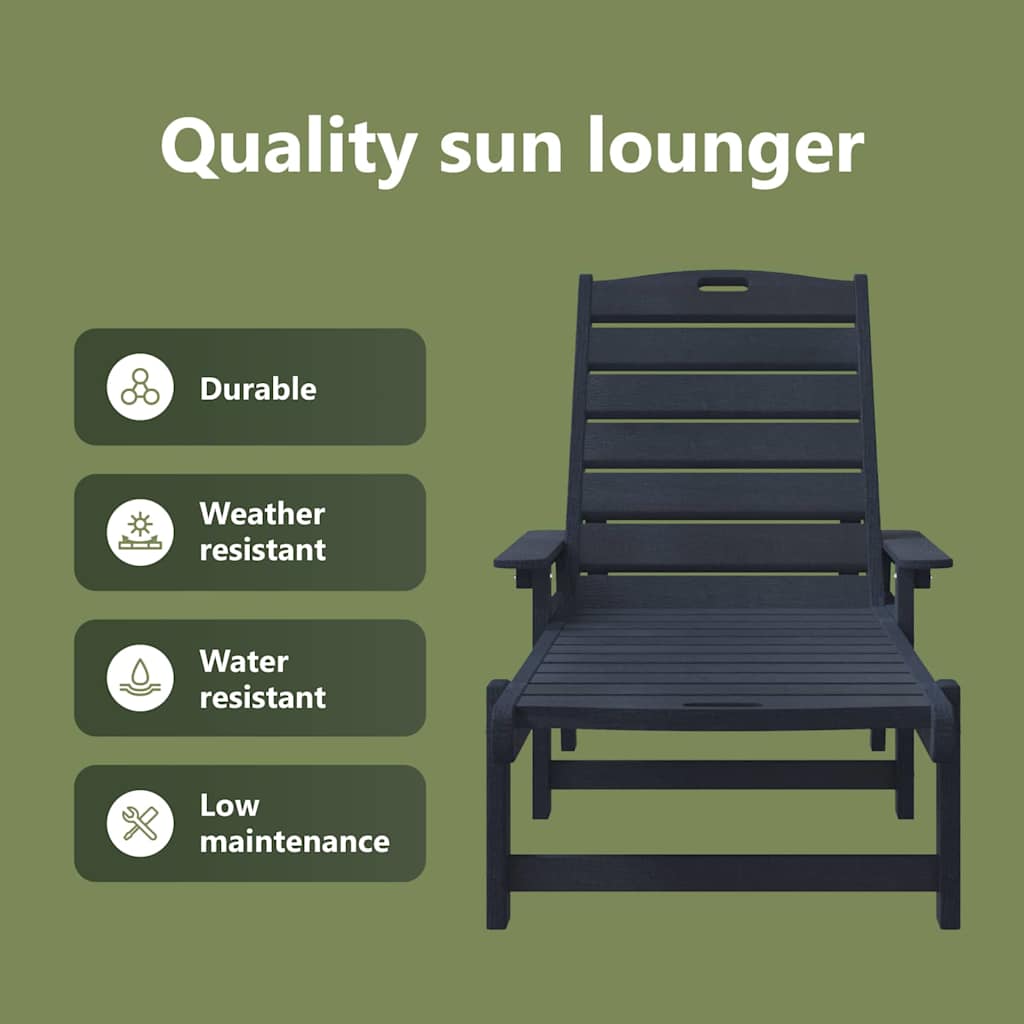 Sun Lounger Navy Blue 195.5 x 53 x 98.5 cm HDPE