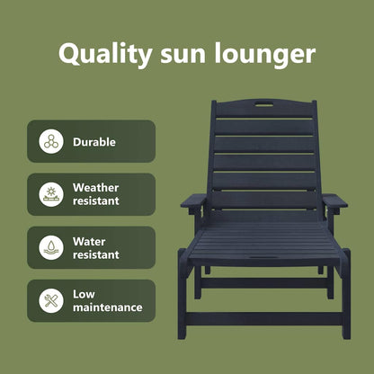 Sun Lounger Navy Blue 195.5 x 53 x 98.5 cm HDPE
