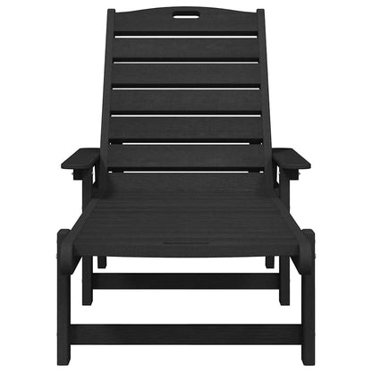 Sun Lounger Black 195.5 x 53 x 98.5 cm HDPE