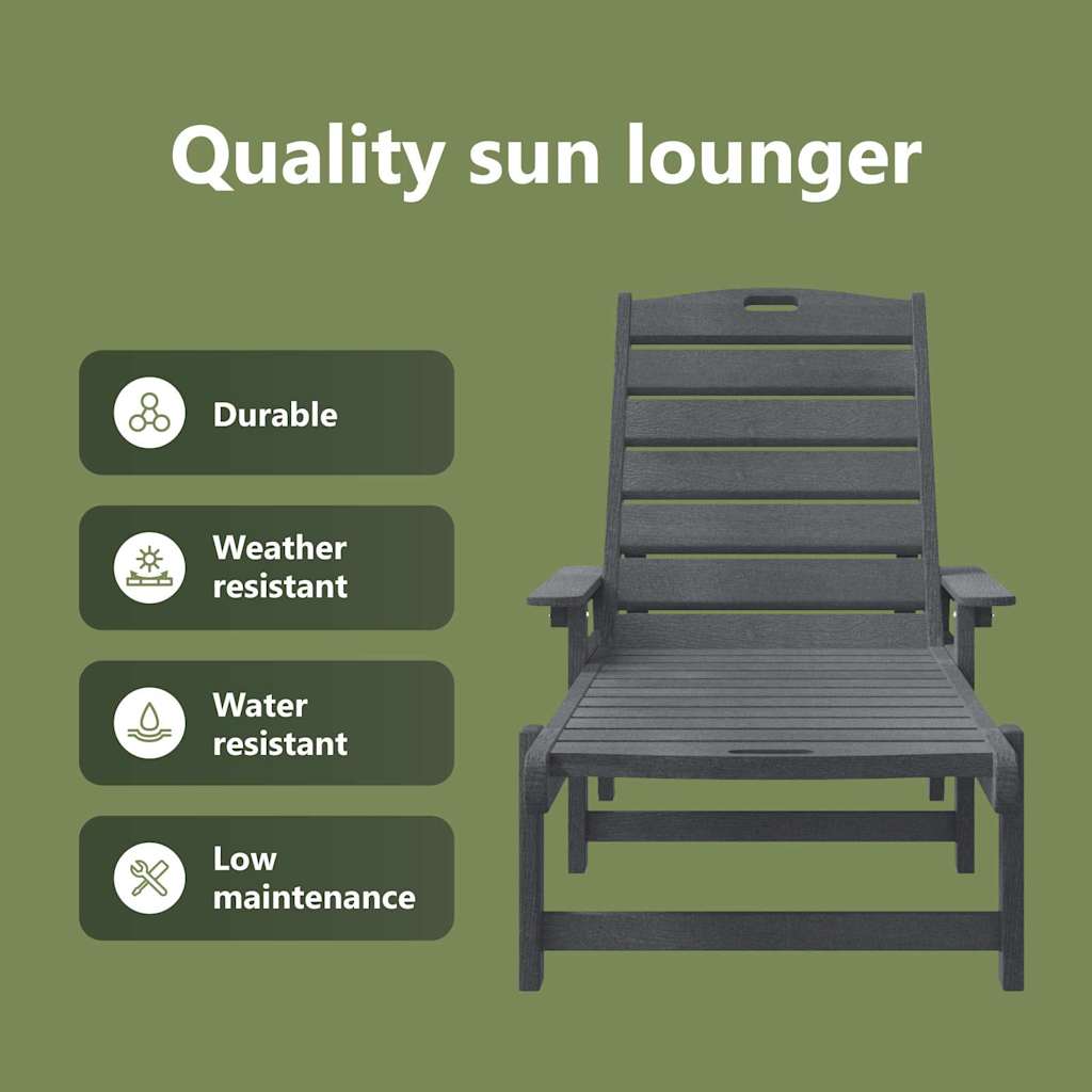 Sun Lounger Light Grey 195.5 x 53 x 98.5 cm HDPE