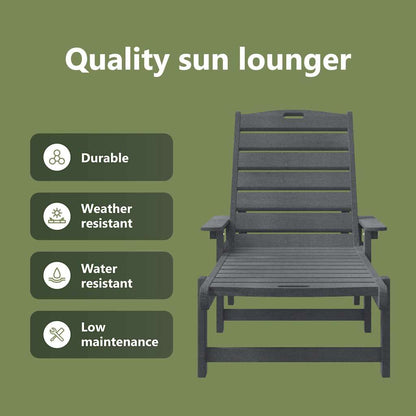 Sun Lounger Light Grey 195.5 x 53 x 98.5 cm HDPE
