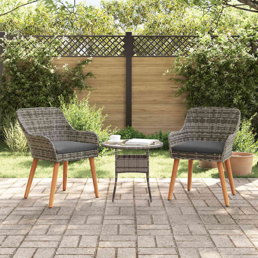 Garden Chair 2 pcs Grey 62.5 x 55 x 82 cm Poly Rattan