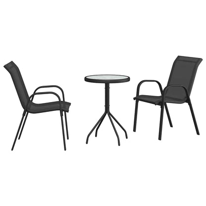 Garden Bistro Set 3 pcs Black Steel