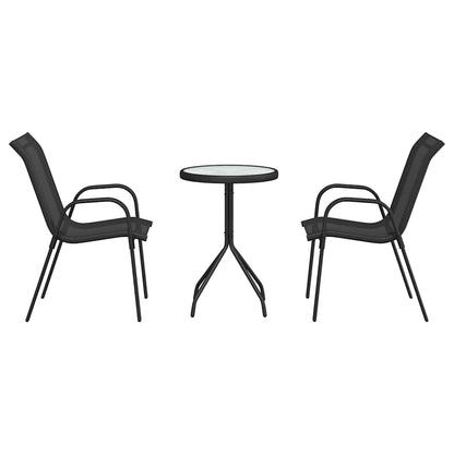 Garden Bistro Set 3 pcs Black Steel