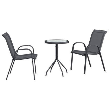 Garden Bistro Set 3 pcs Grey Steel
