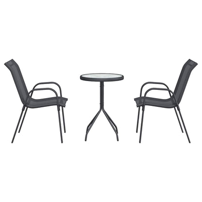 Garden Bistro Set 3 pcs Grey Steel