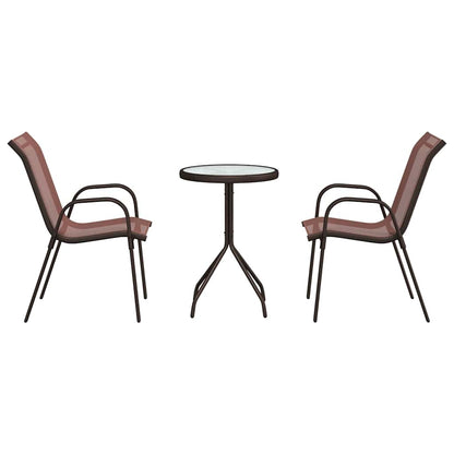 Garden Bistro Set 3 pcs Brown Steel