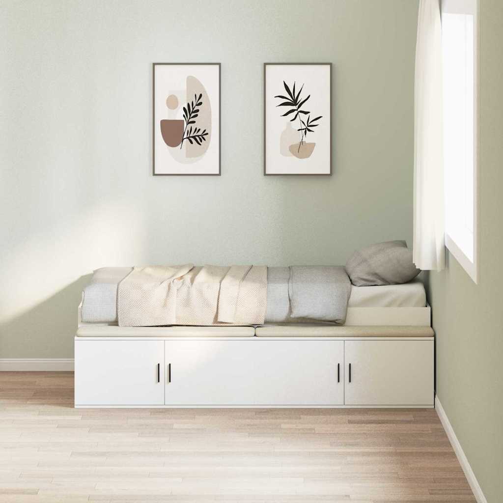 Bed Frame with Drawer White 100 x 200 cm Engineered Wood