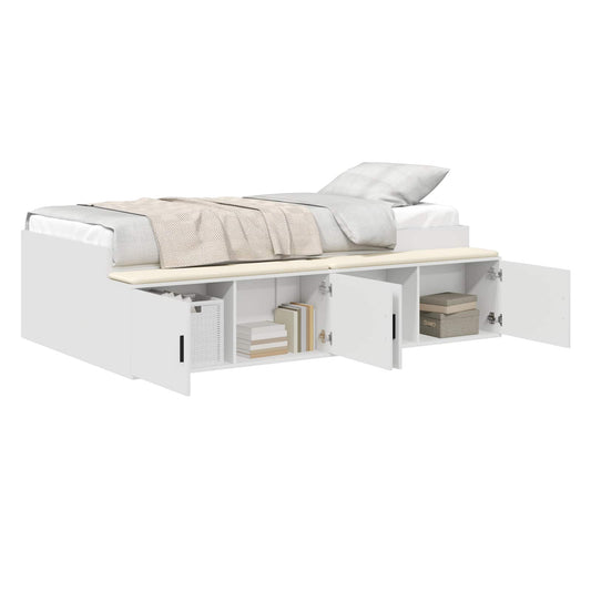 Bed Frame with Drawer White 100 x 200 cm Engineered Wood