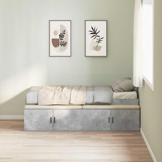 Bed Frame with Door Concrete Grey 100 x 200 cm Engineered Wood