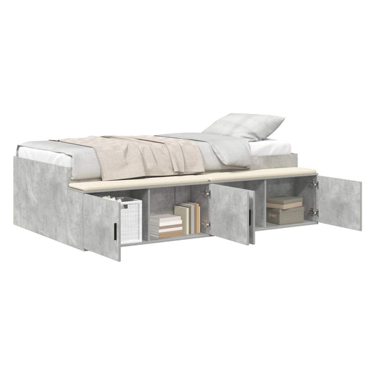 Bed Frame with Door Concrete Grey 100 x 200 cm Engineered Wood