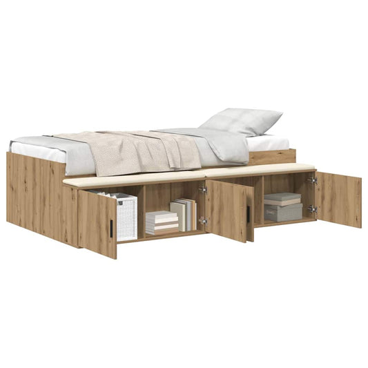Bed Frame with Drawer Artisan Oak 100 x 200 cm Engineered Wood