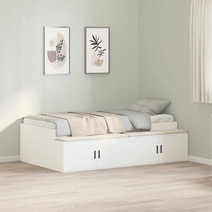 Bed Frame with Drawer White 90 x 200 cm Engineered Wood