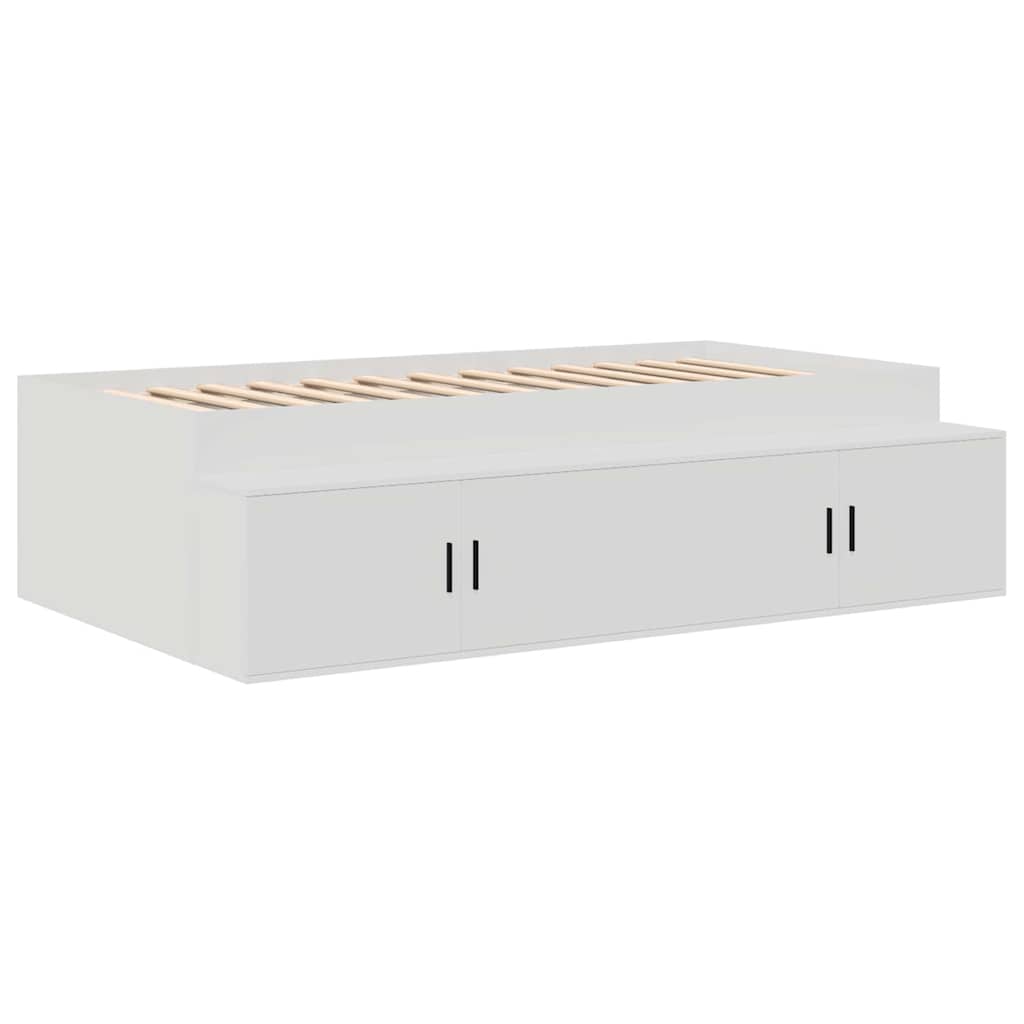 Bed Frame with Drawer White 90 x 200 cm Engineered Wood