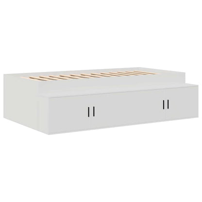 Bed Frame with Drawer White 90 x 200 cm Engineered Wood