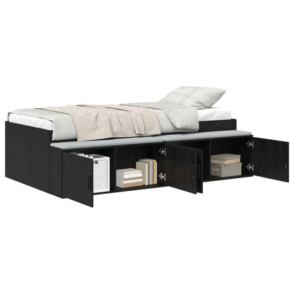 Bed Frame with Drawer Black Oak 90 x 200 cm Engineered Wood