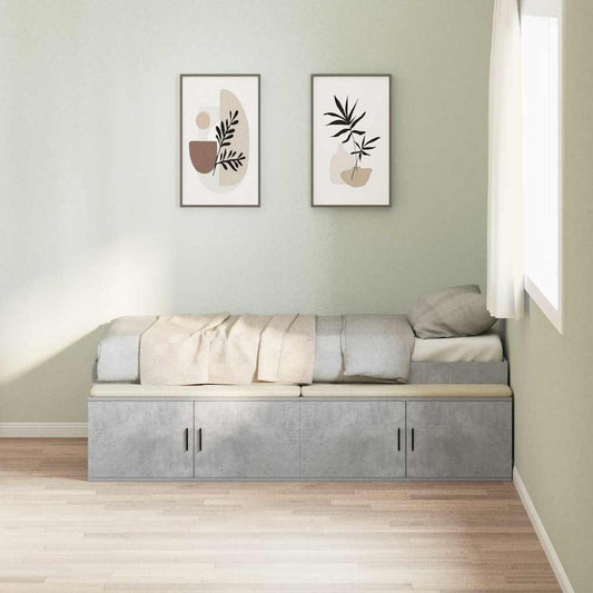 Bed Frame with Drawer Concrete Grey 90 x 200 cm Engineered Wood