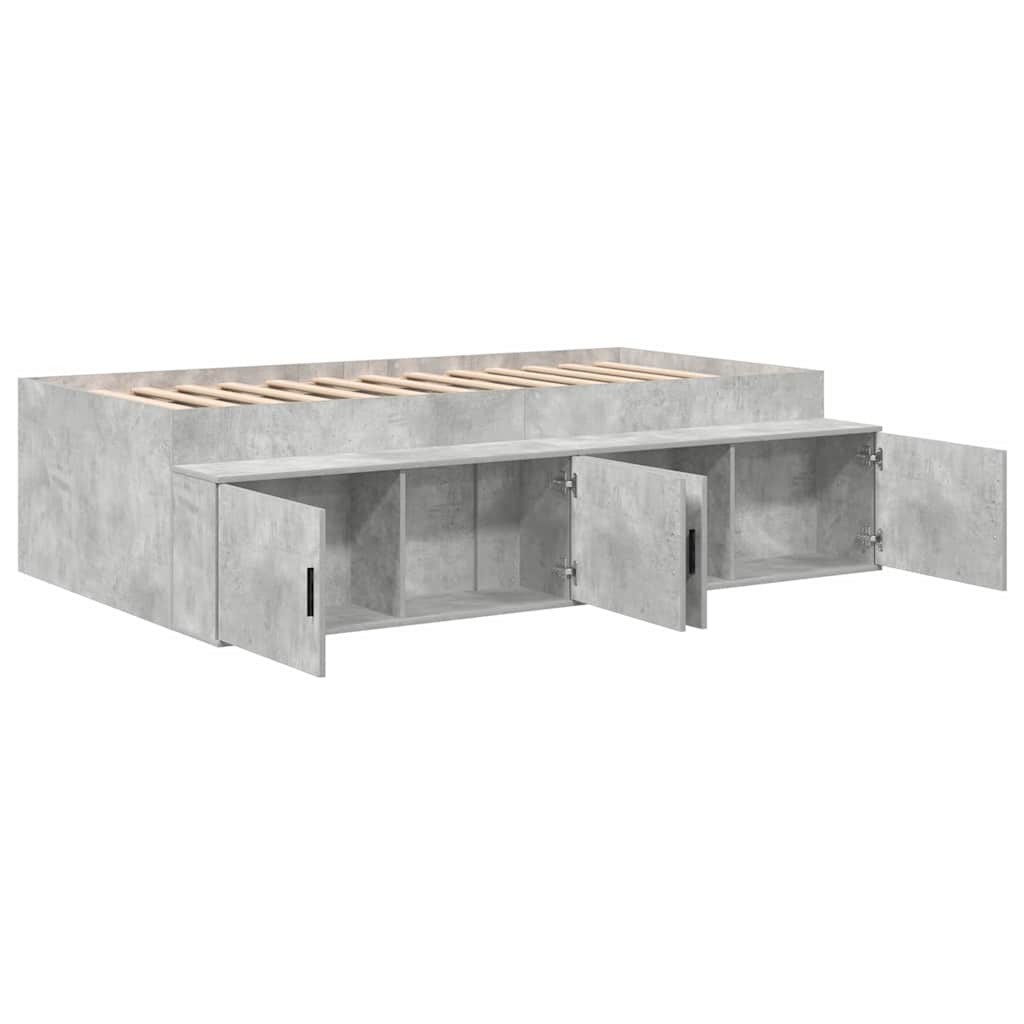 Bed Frame with Drawer Concrete Grey 90 x 200 cm Engineered Wood