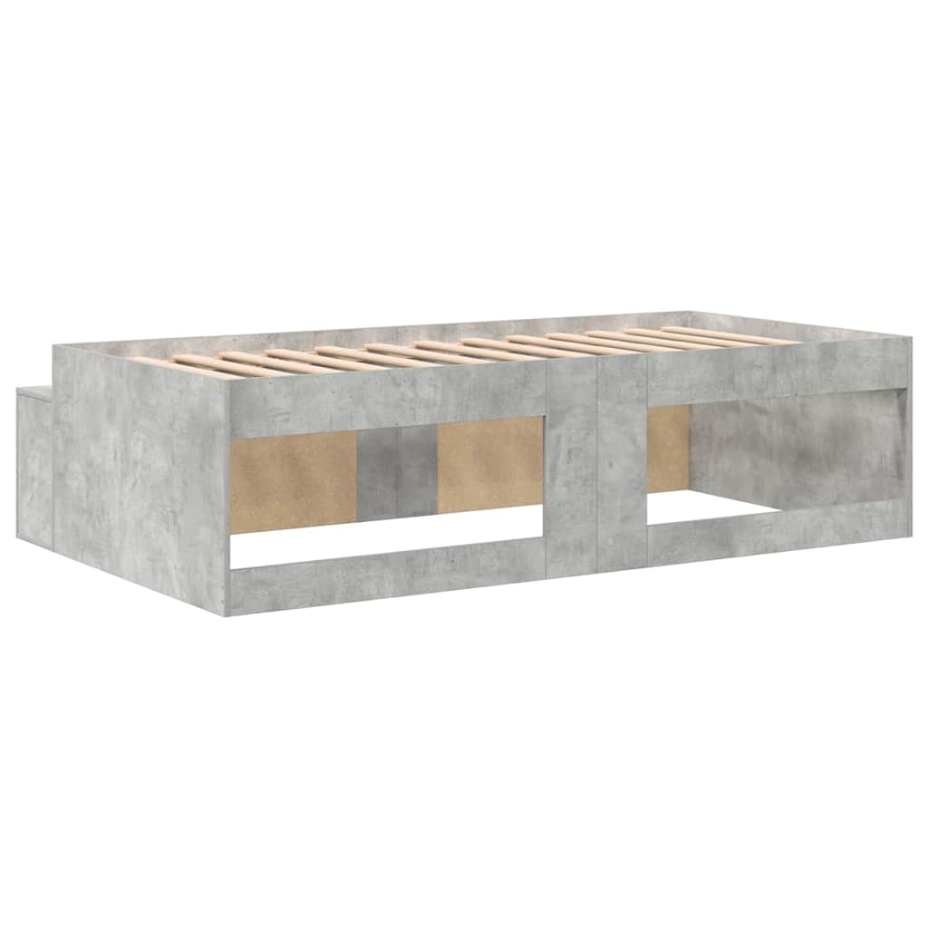 Bed Frame with Drawer Concrete Grey 90 x 200 cm Engineered Wood